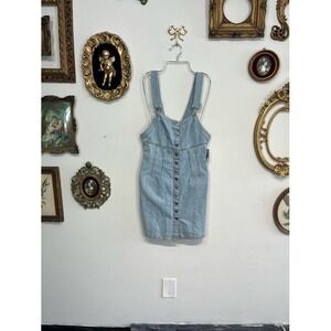 Vintage Rio Light Wash Denim Button-Down Pinafore Dress NWT